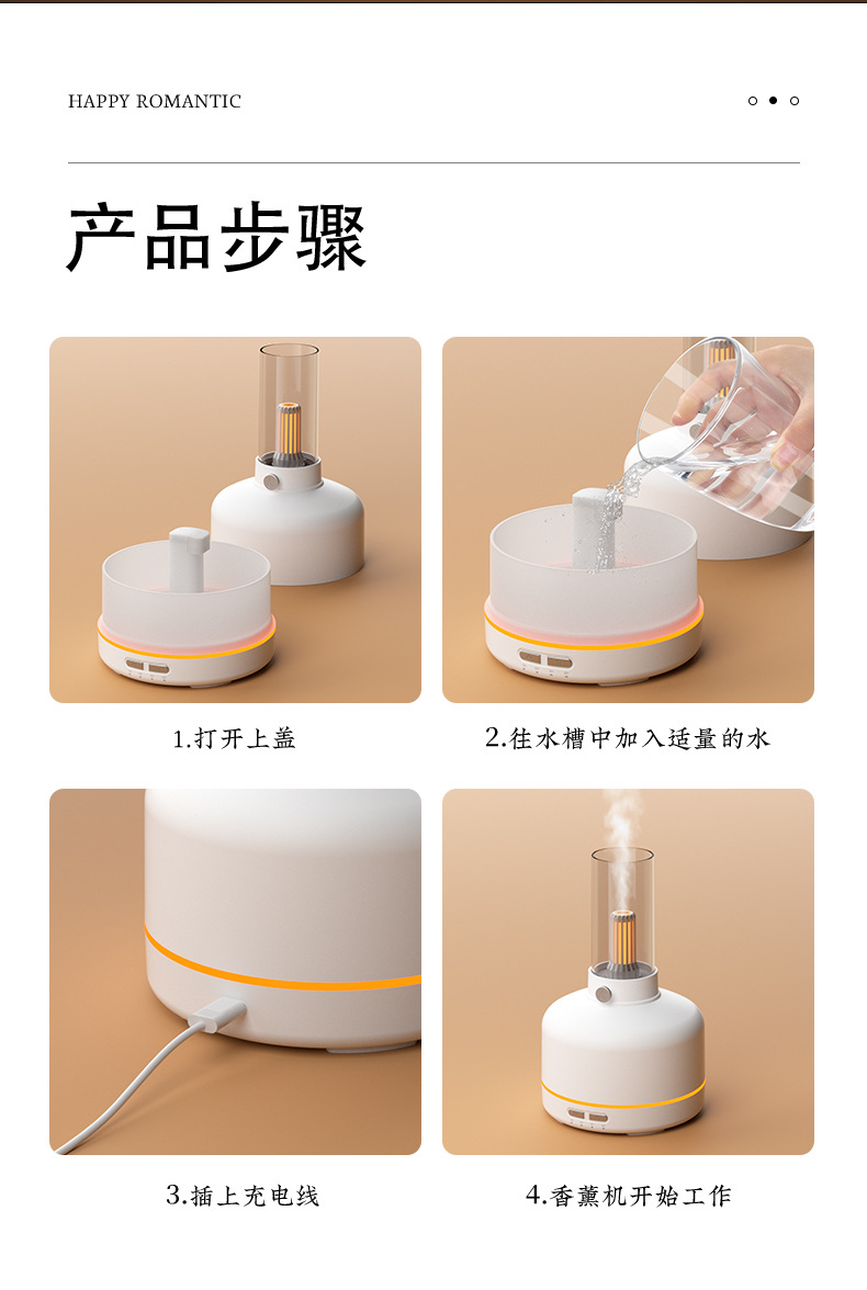 新款复古时光灯加湿器 办公家用便捷小型空气加湿器USB香薰机跨境加湿器详情12