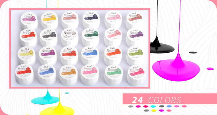 E&A 4D Stereoscopic Phototherapy Nail Art Carved Clay Carved Flower Glue 24-color exclusive for export pic 11