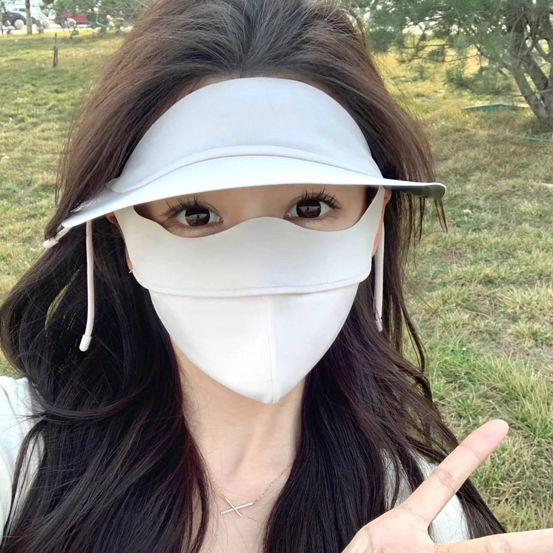 遮全脸防晒面罩夏季百搭新款简约大帽檐防紫外线薄冰丝口罩脸基尼详情5