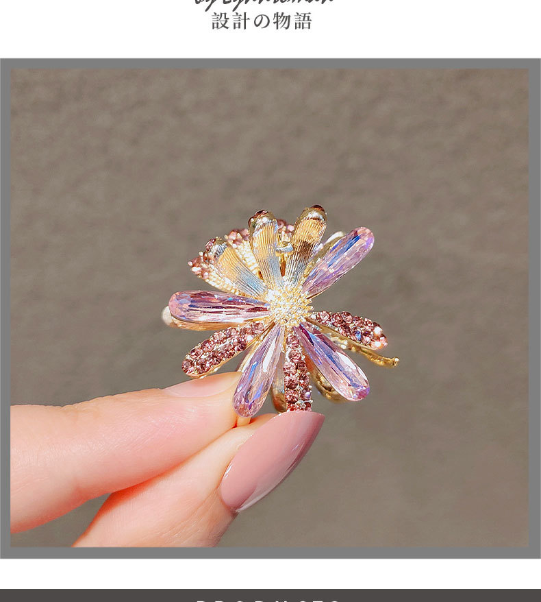 Korean elegant imitation crystal Daisy hair clip, forest-themed flower bangs top hair clip, back of the head pic 5