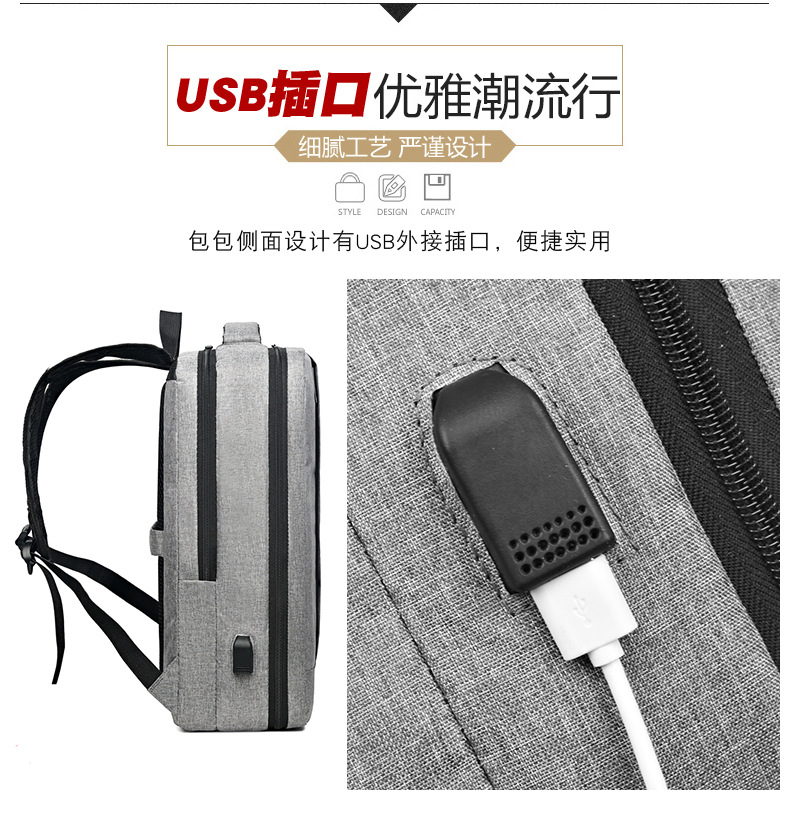 背包新款2023春季电脑包多功能商务背包大容量男士休闲通勤双肩包详情5
