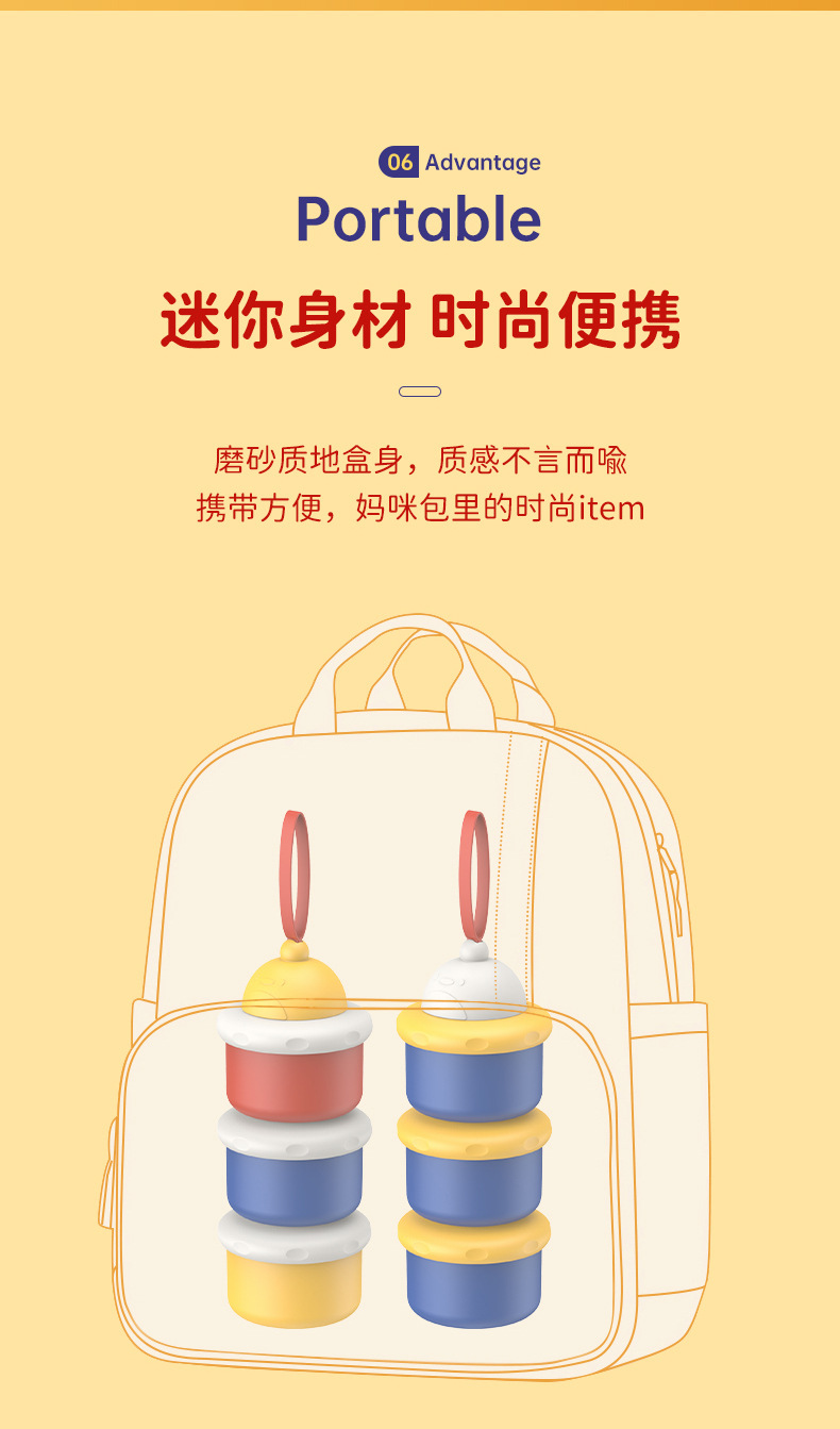 厂家直供 婴儿奶粉盒独立分层奶粉格便捷三层奶粉储存盒详情11
