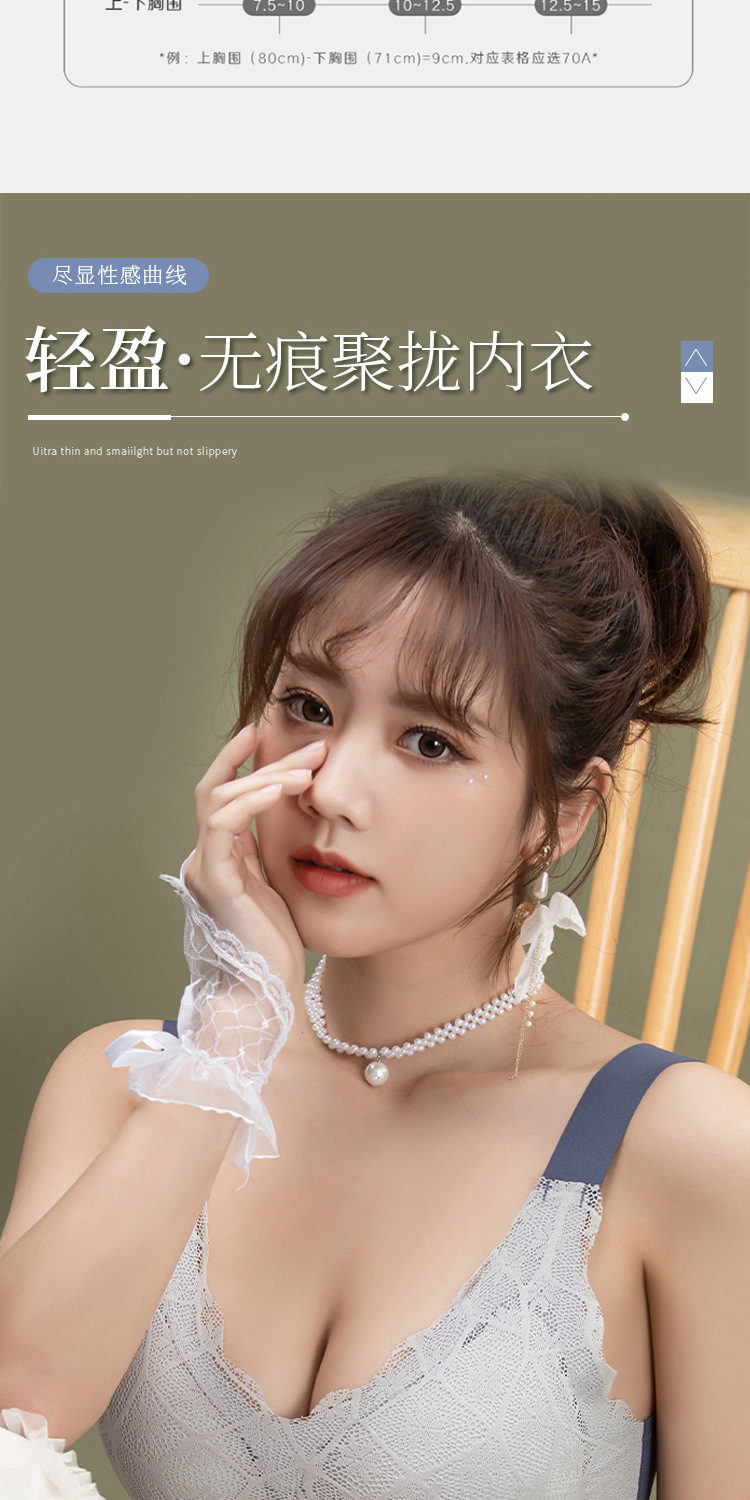 大码文胸200斤m高弹无痕蕾丝内衣女无钢圈防下垂运动睡眠薄款胸罩详情2