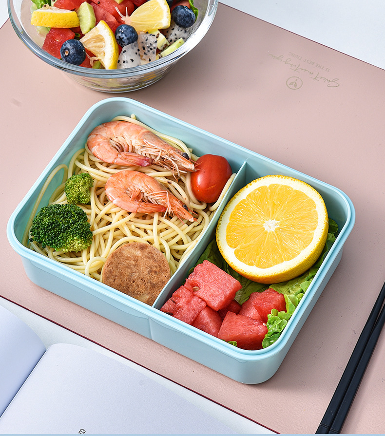 大容量长方形便当盒学生分格午饭盒简约便携保温饭盒可微波炉加热详情5