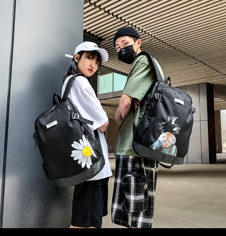 2021 Korean version fashionable couple style cartoon print cool backpack, large-capacity trendy schoolbag for junior and senior high school students pic 11