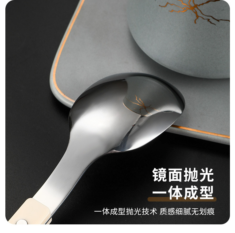 新款不锈钢法式夹柄刀叉勺餐具套装 西餐牛排刀叉汤匙茶匙五件套详情8