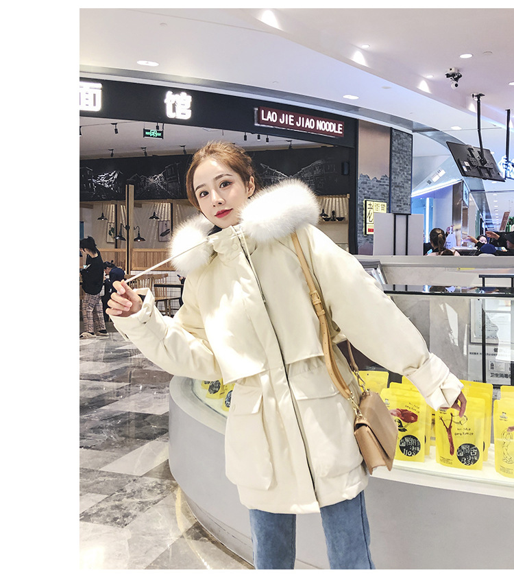 实拍羽绒棉服女小个子爆款中长款加厚韩版真毛领工装详情25