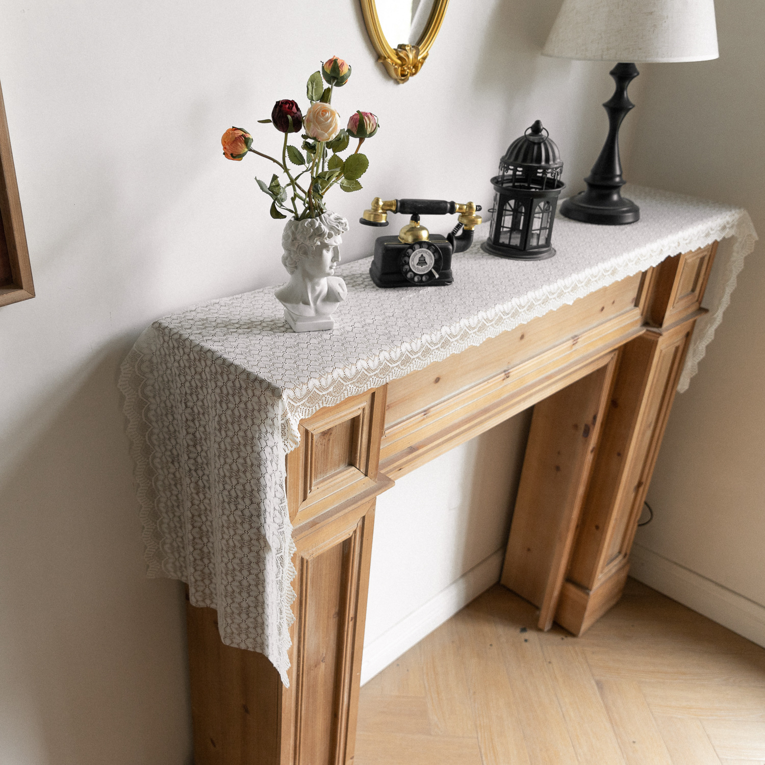 Lace table flag, American retro tablecloth, TV cabinet cover, home Chinese trend decoration bed flag, dressing table scarf, cross-border manufacturer pic 21