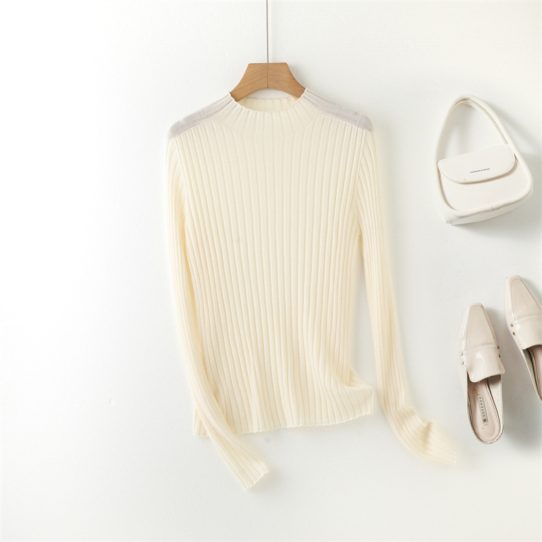 扬子纱精纺48支半高领羊毛打底衫显瘦修身百搭通勤长袖毛衣羊毛衫详情22