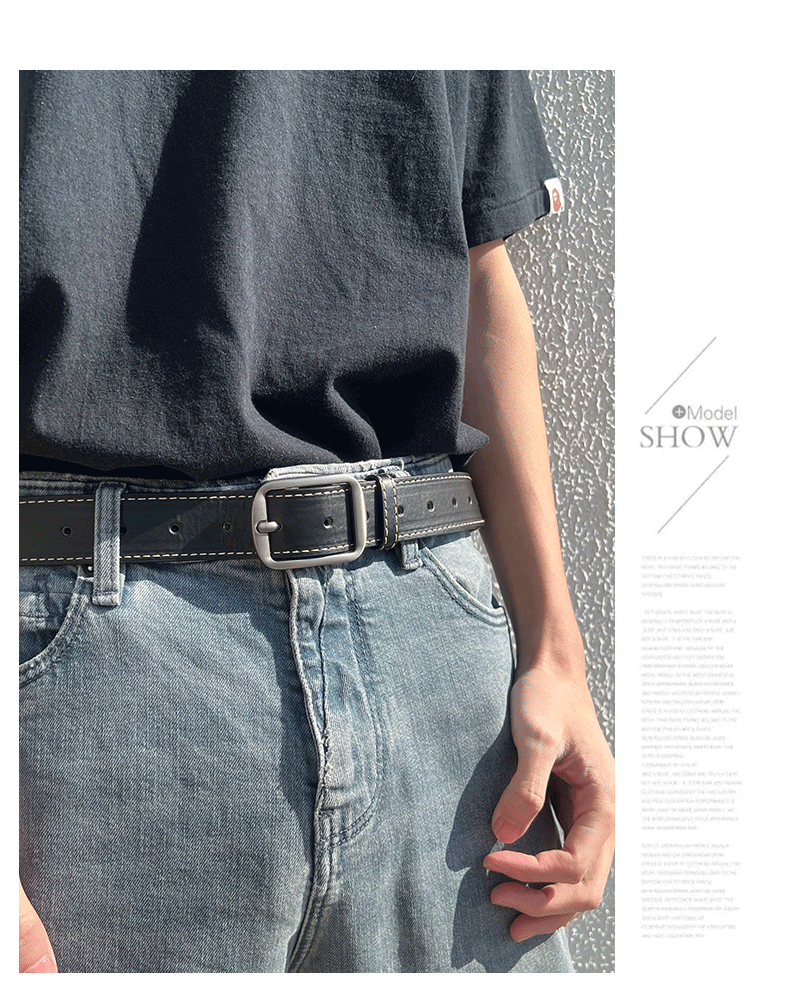 针扣皮带男士年轻人港风潮流ins简约牛仔裤腰带男女通用百搭裤带详情19