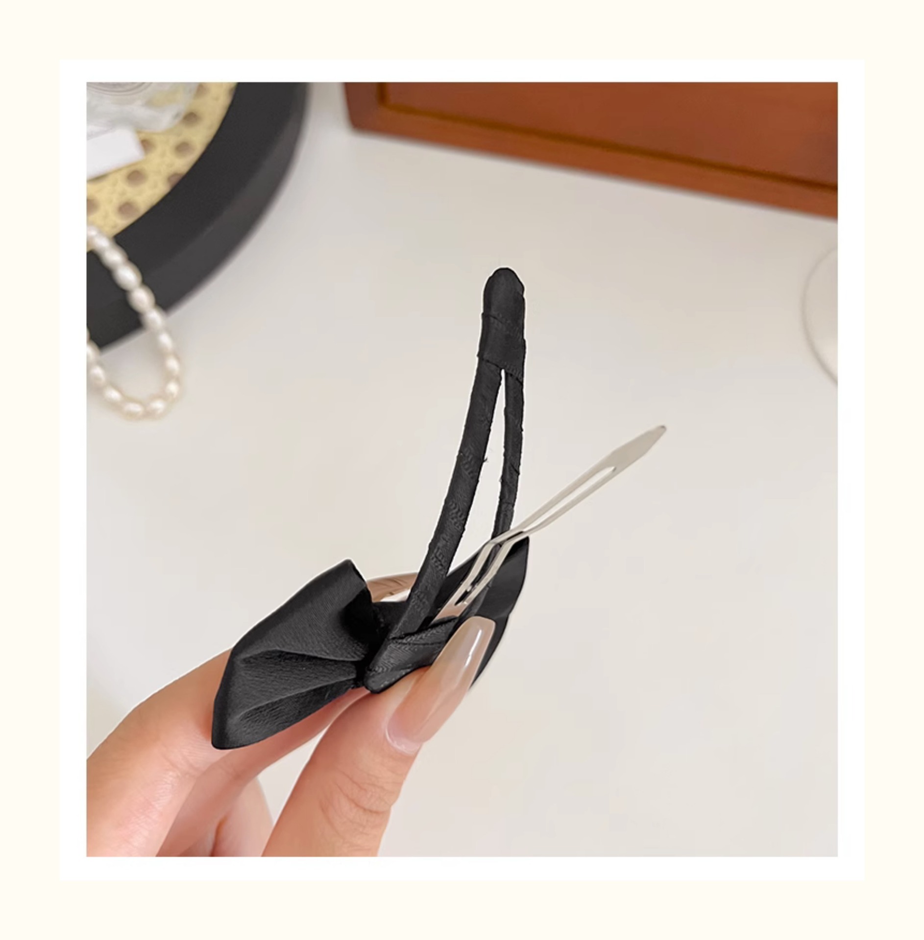 法式气质蝴蝶结发夹女前额碎发刘海夹简约发卡复古碎发bb夹子头饰详情13