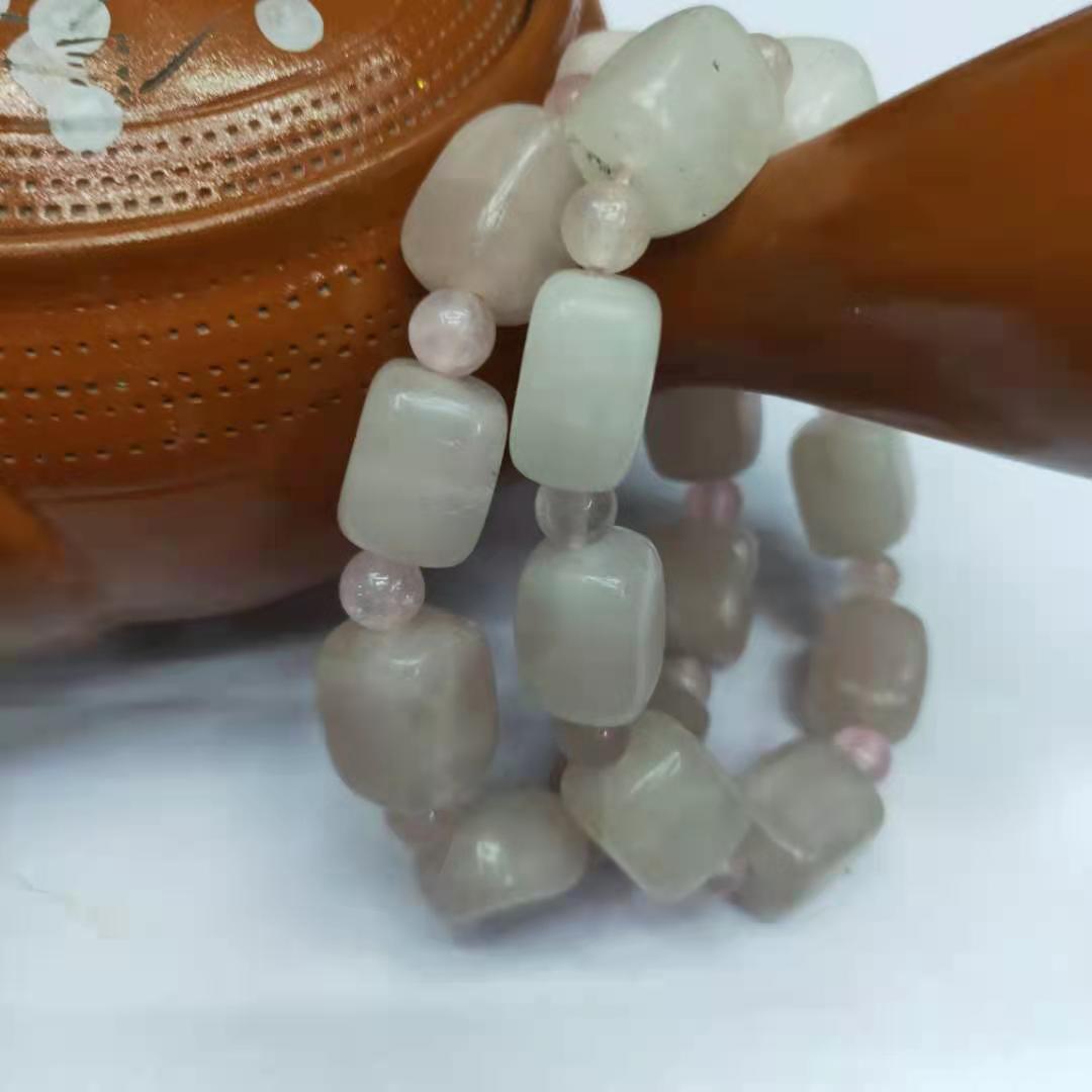 Factory wholesale of natural square rose quartz irregular combination bracelets, diy rose quartz bracelets, Buddhist prayer beads and fortune-changing jewelry pic 12