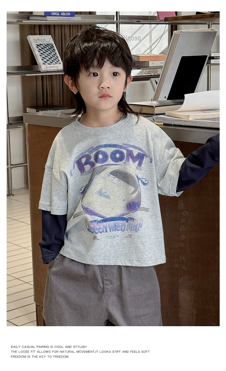 儿童春秋百搭时尚洋气印花圆领打底宽松长袖T恤242196详情18