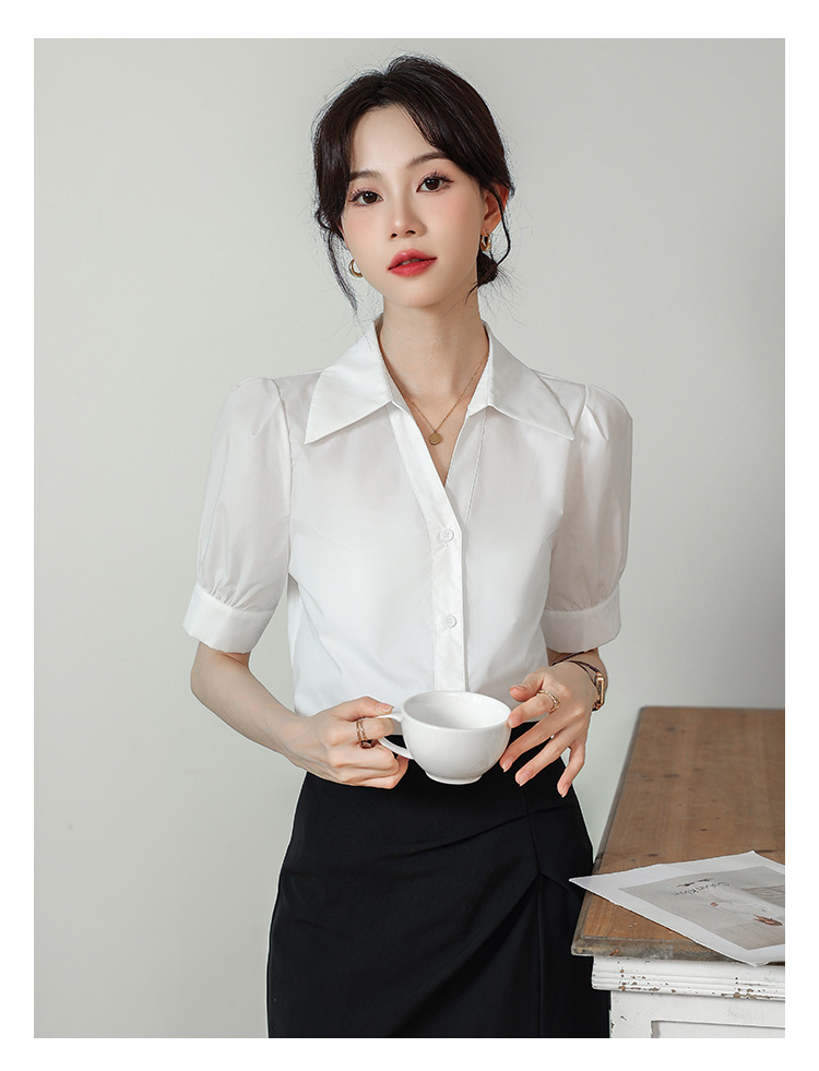 A niche chiffon shirt and top for summer 2024, a new short-sleeved shirt for women with a French style that makes them look slimmer pic 28