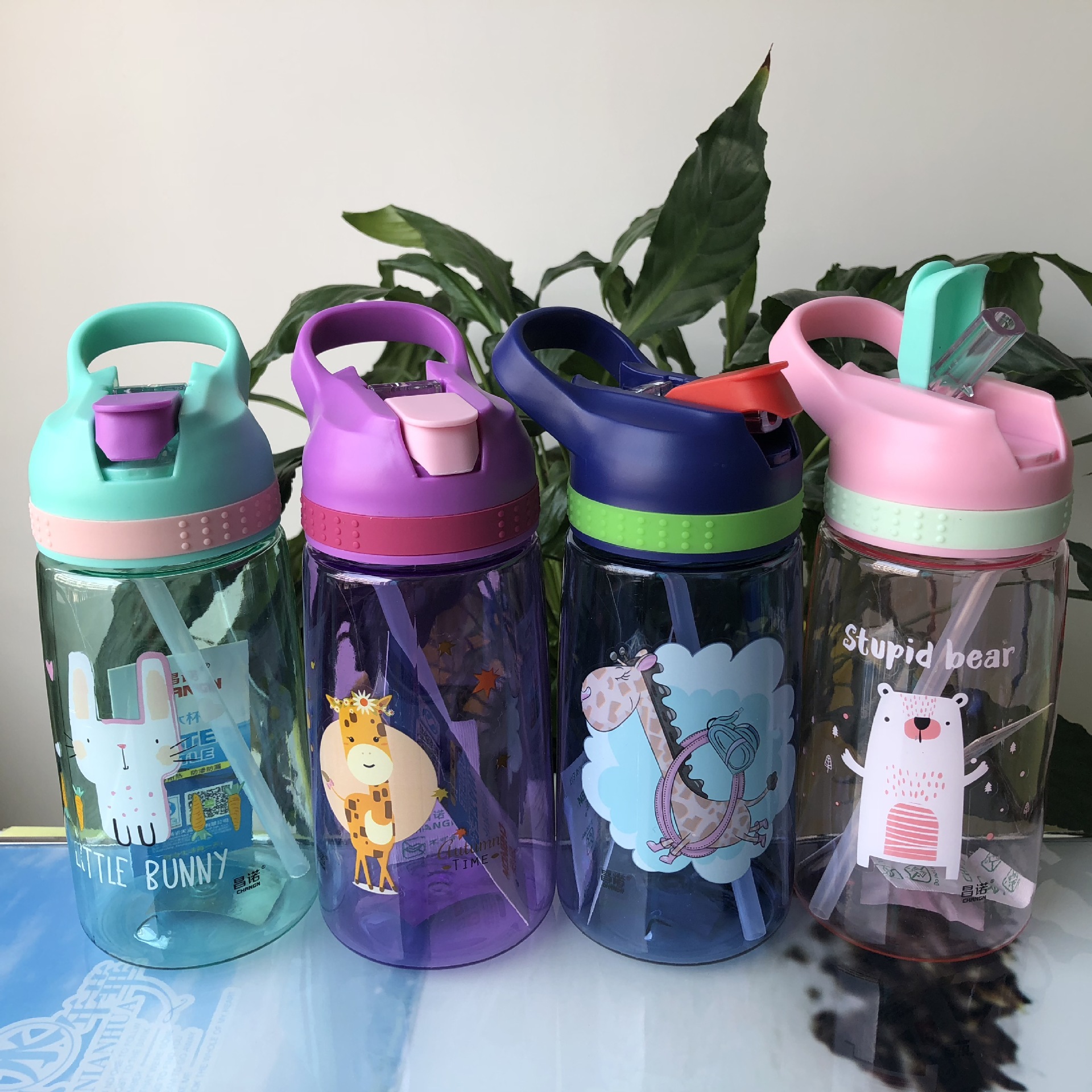 宝宝学饮杯塑料儿童吸管水杯学生可爱卡通防漏便携PC旅行杯详情7