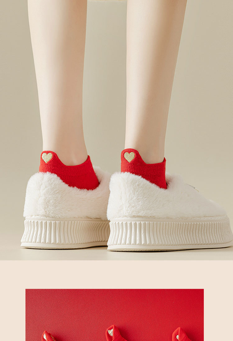 兔年本命年红袜子女纯棉春秋款短袜浅口结婚袜可爱新年红色船袜女详情8