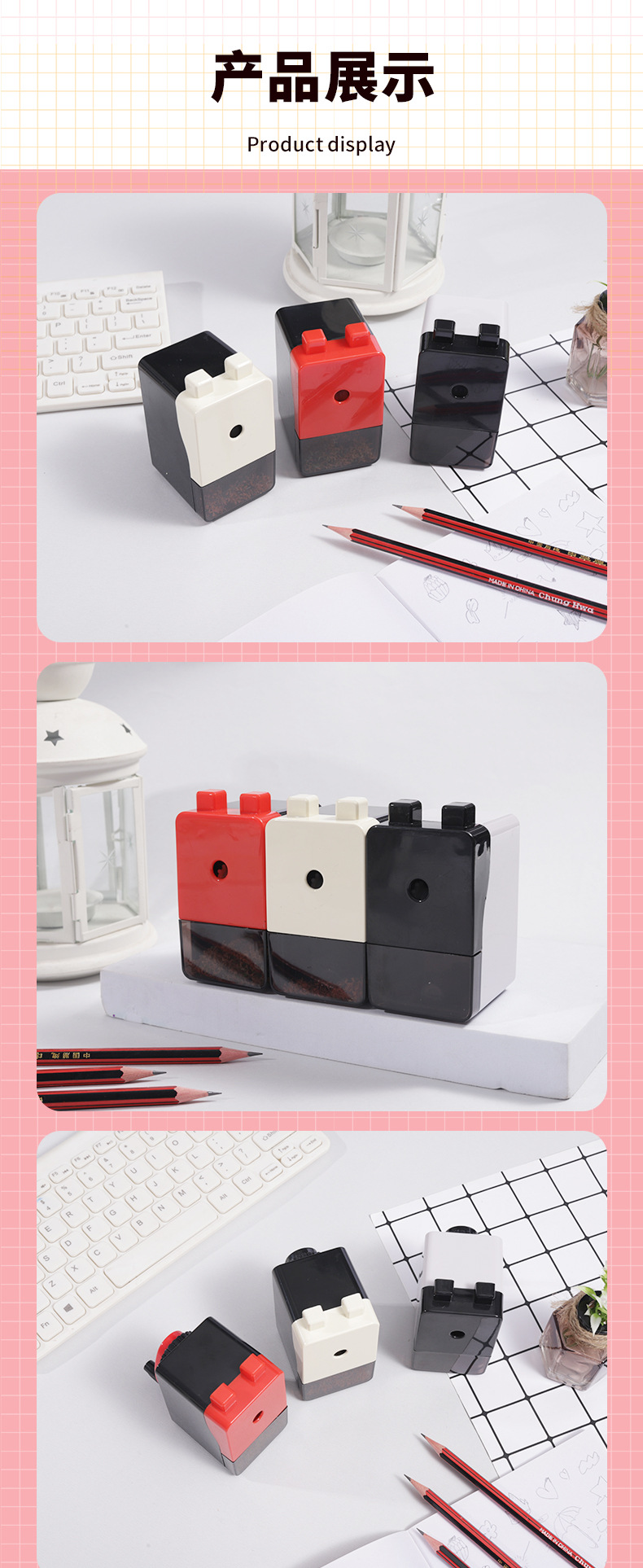 Factory direct supply of pencil sharpeners for primary school students in red, white and black, hand-cranked pencil sharpeners, effortless pencil sharpeners and pencil sharpeners wholesale pic 11