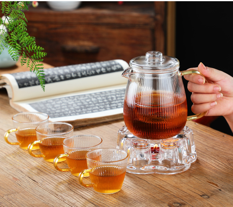 Glass teapot, heat-resistant brewing teapot, filter, high-temperature resistant boiling teapot, water bottle set, tea brewing utensils, flower tea boiling and health preservation teapot pic 17