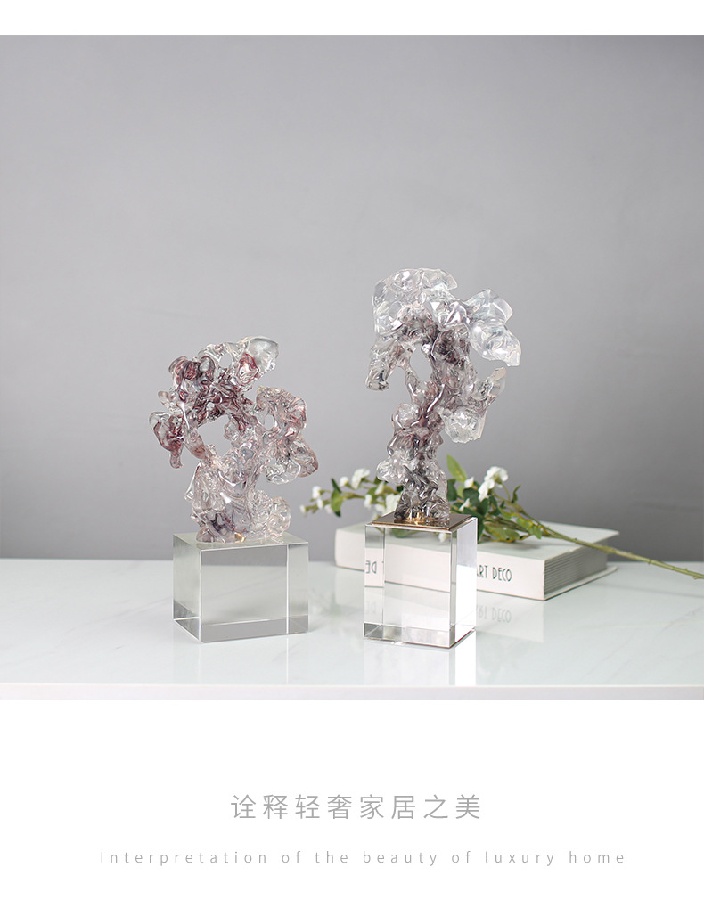 New Chinese-style resin sculpture entrance hall decorative items, abstract crystal imitation creative art decorative items pic 26