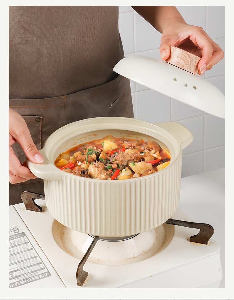 Ceramic clay pot stew pot, household gas open flame high-temperature resistant soup clay pot, Japanese 煲仔饭 pot, earthenware pot, light and fresh pic 10