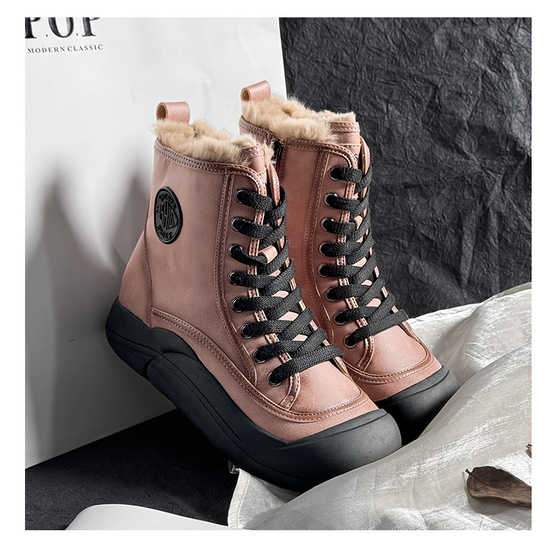 兔毛小白鞋女2024冬季新款高帮运动板鞋厚底女鞋复古百搭保暖女鞋详情26