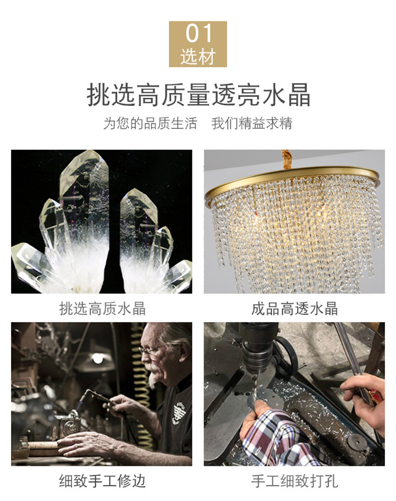 Amazon cross-border modern crystal chandelier, luxurious and grand living room lamp, American modern and simple dining room and bedroom lighting pic 4