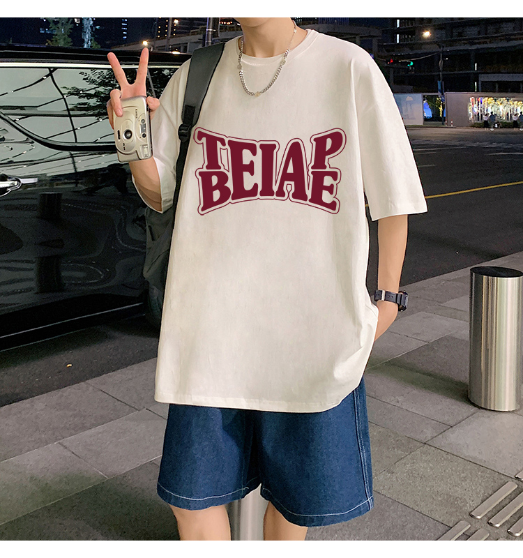 港风复古棉短袖T恤男ins潮牌夏季2024新款男装oversize宽松体恤详情4