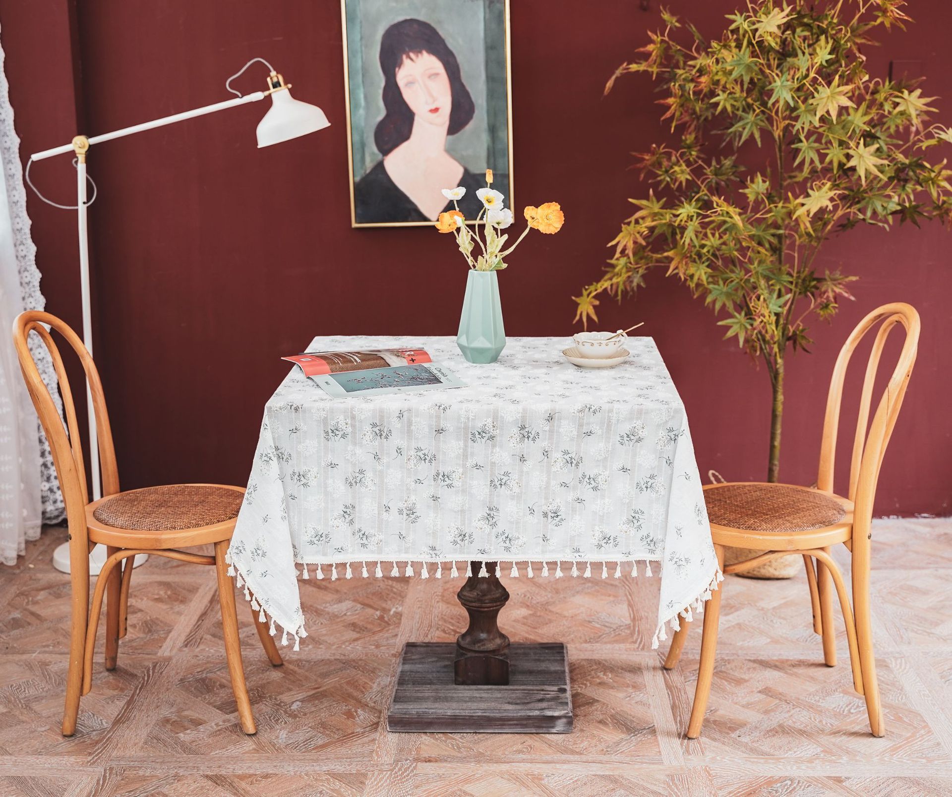 Fresh and clean cross-border tablecloth ins lilac flower fragments garden cotton and linen tablecloth fabric American decoration Amazon picnic cloth pic 25