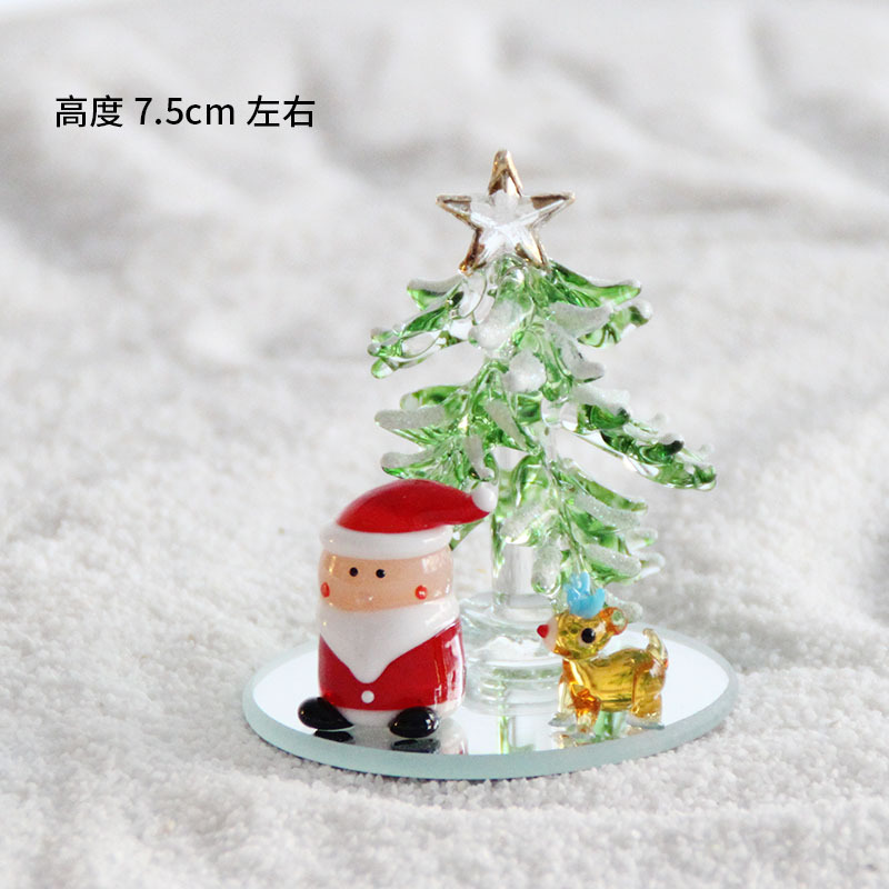 圣诞节礼物拉丝圣诞树淄博琉璃工艺品玻璃制品桌面摆件手工装饰灯详情39