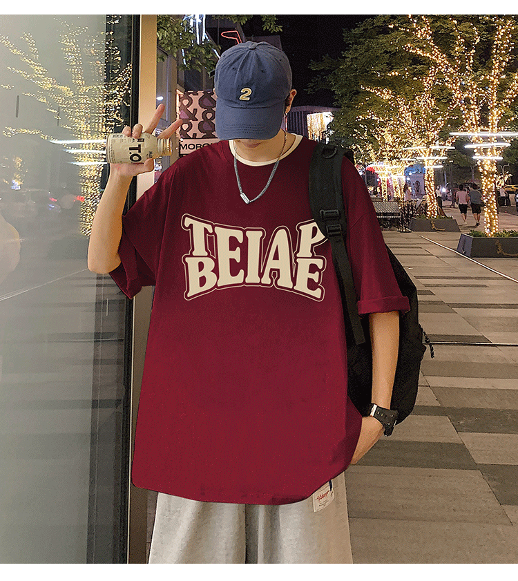 港风复古棉短袖T恤男ins潮牌夏季2024新款男装oversize宽松体恤详情24