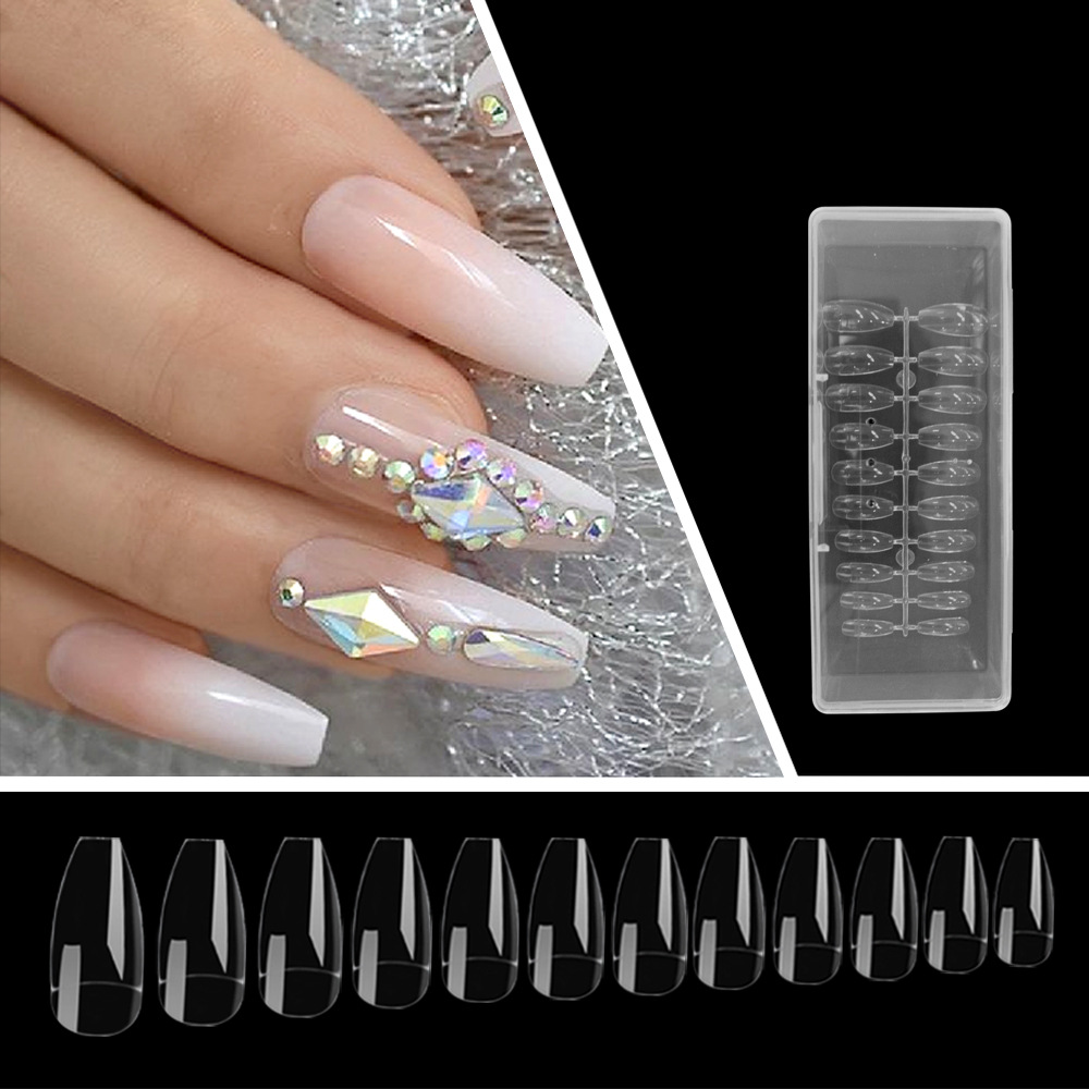 Thin, seamless nail sheets, high-transparency folded, seamless false nails, pointed ballet nails, almond nails, European and American style pic 42