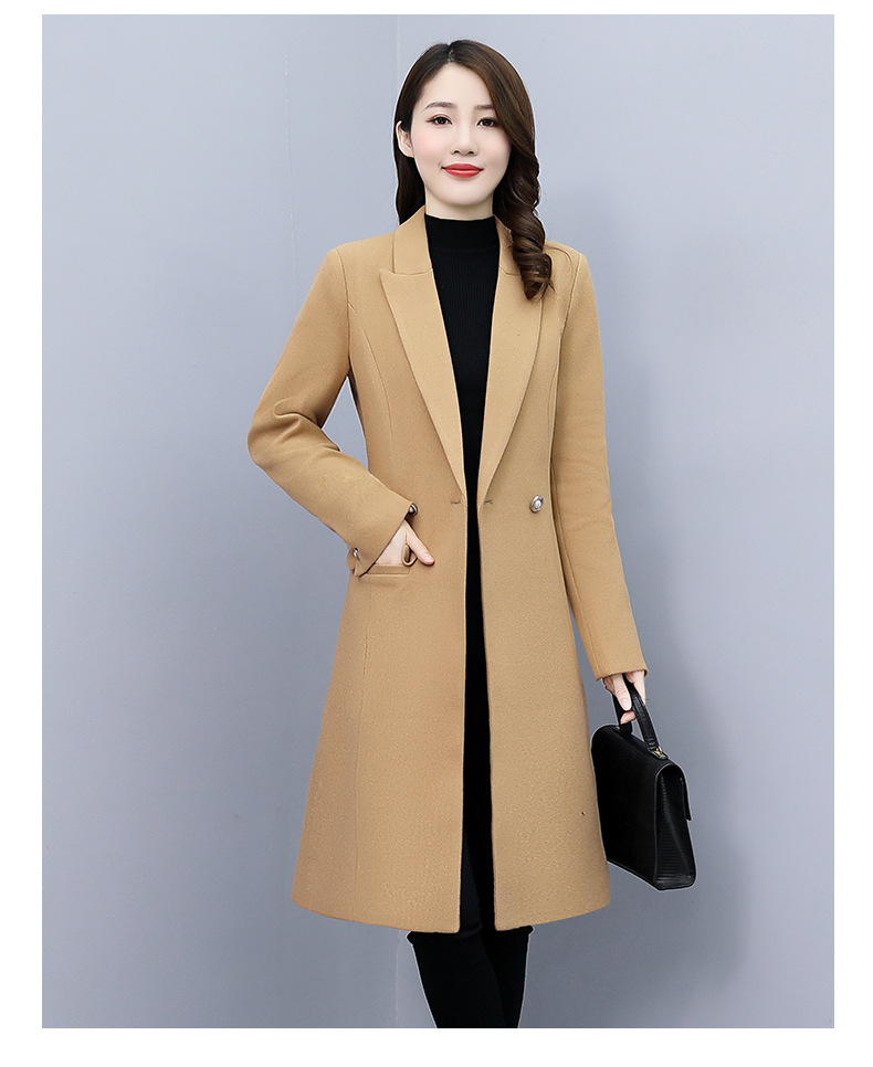 High-end woolen coat for women, mid-length, 2021 autumn/winter new style, fashionable and elegant, a slimming and form-fitting woolen coat for socialite pic 35
