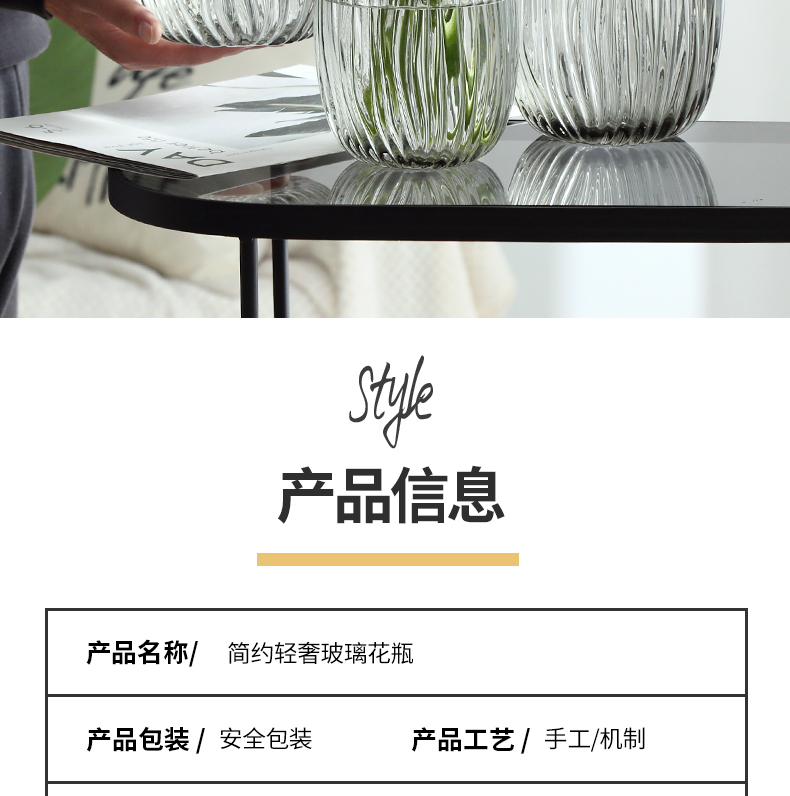 纳纶大号玻璃花瓶透明水养富贵竹百合花瓶摆件客厅插鲜花干花北欧详情2