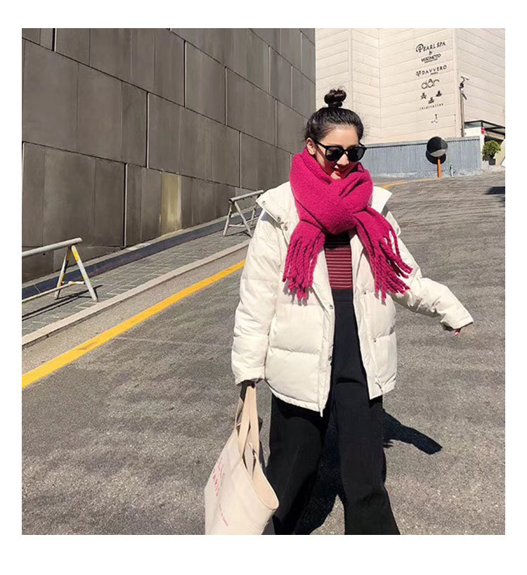 秋冬新款纯色仿羊绒围巾韩系粗辫毛绒感软糯保暖加厚流苏围巾披肩详情10