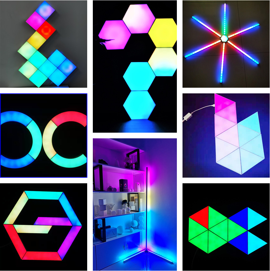 Smartphone APP splicing lights, freely spliced module lights, trapezoidal modules, circular lights, LED decorative lights pic 1