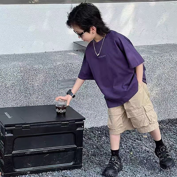 男女童短袖t恤夏装新款洋气圆领印花帅气中大童半袖上衣夏季童装详情6