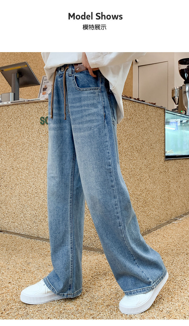 韩版女童休闲牛仔裤春秋2023新款儿童阔腿长裤春季薄款中大童裤子详情10