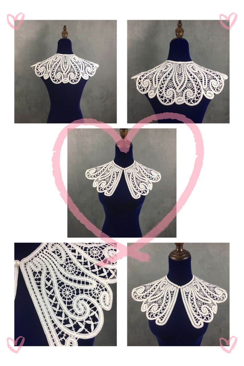 春秋厚棉重工水溶镂空花朵披肩项链女衬衫假领子立领衬衫假衣领详情8