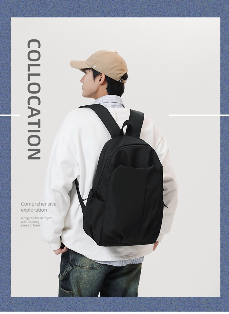 2024新款大容量纯色简约百搭时尚初高中生电脑包大学生双肩背包详情1