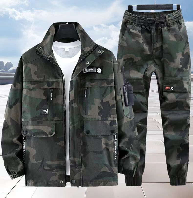 厂家批发春秋工作服弹力工装汽修户外耐脏电焊劳保防烫迷彩服套装详情2
