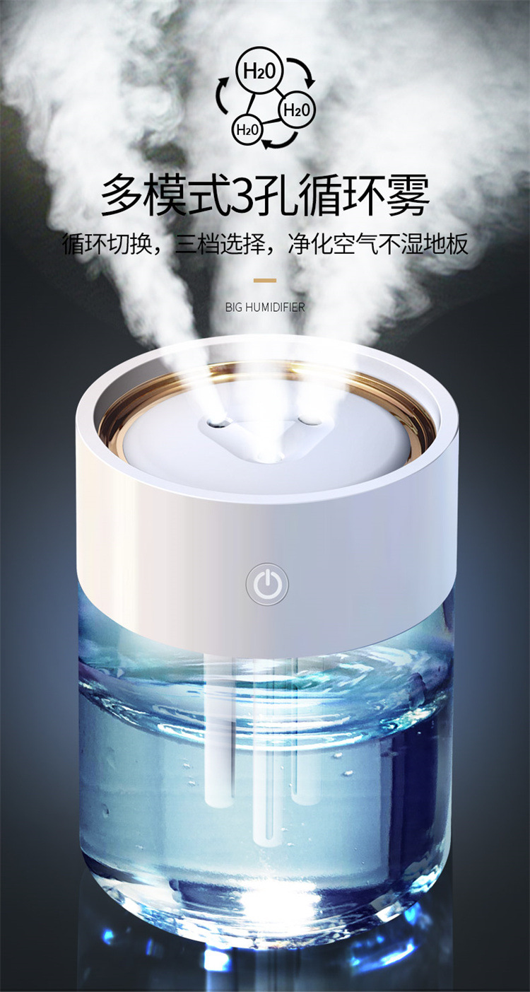 2021新款加湿器2L大容量喷雾补水USB三喷大雾量静音家用厂家代发详情17