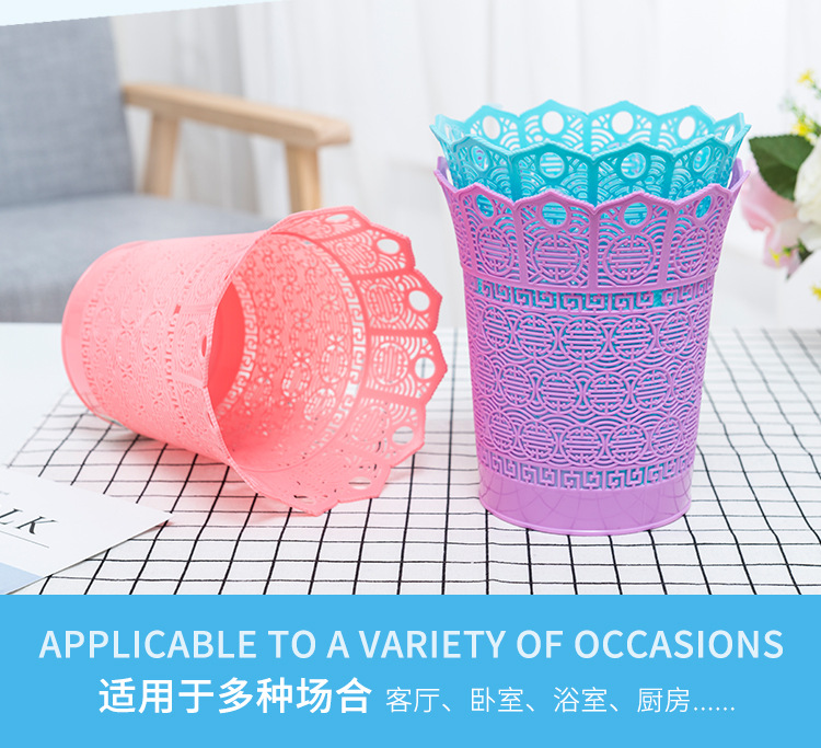 Household and office waste mini wastebasket, iron tower desktop mini trash can, pen holder, potted plant flowerpot pic 6
