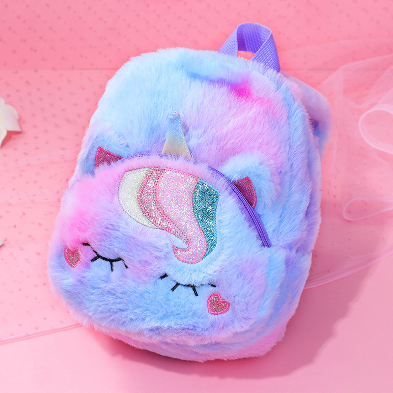 Unicorn独角兽毛绒小书包少女休闲背包双肩包可爱卡通幼儿 收纳包 pic 31