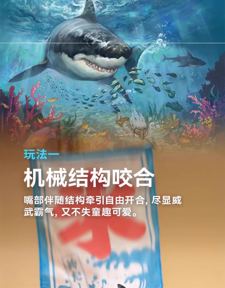 梦巴格3D立体纸拼图益智模型拼插装玩具自然科普动物手工噬人鲨鱼益智拼图玩具详情5