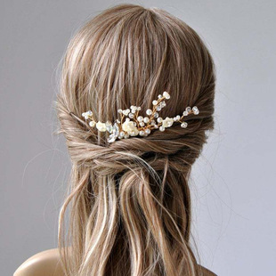 Handcrafted pearl hair forks, simple and elegant daily hair accessories for brides, hairpins, handcrafted beaded pearl gold and silver hair accessories pic 13