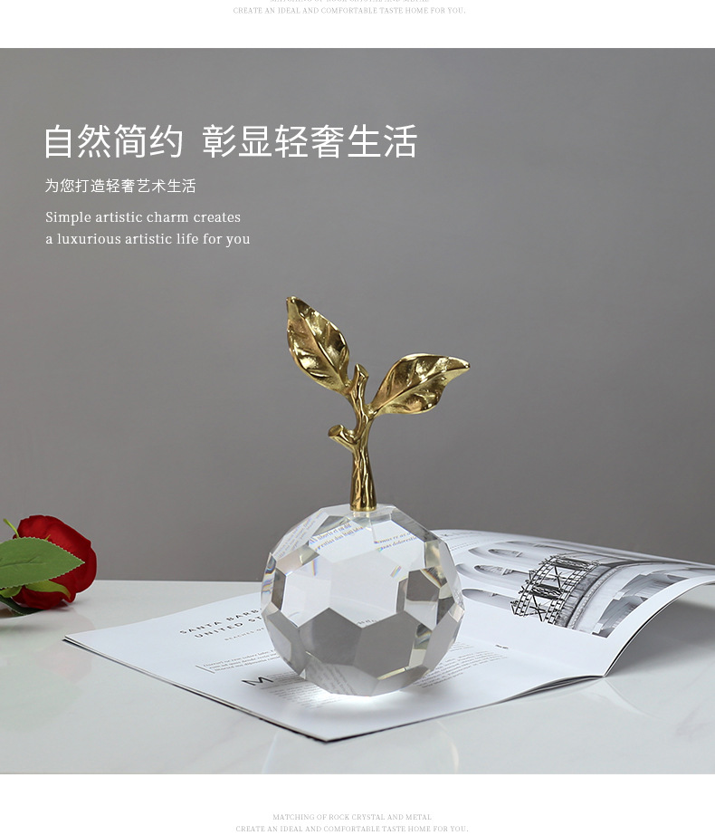 Modern and simple, lifelong peace crystal apple creative decorative art piece, home living room wine cabinet decoration pic 21
