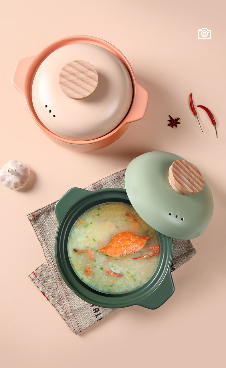 Nordic-style color-blocking clay pot stew pot, household gas open flame high-temperature resistant ceramic fashionable soup pot 煲仔饭 porridge pot pic 3