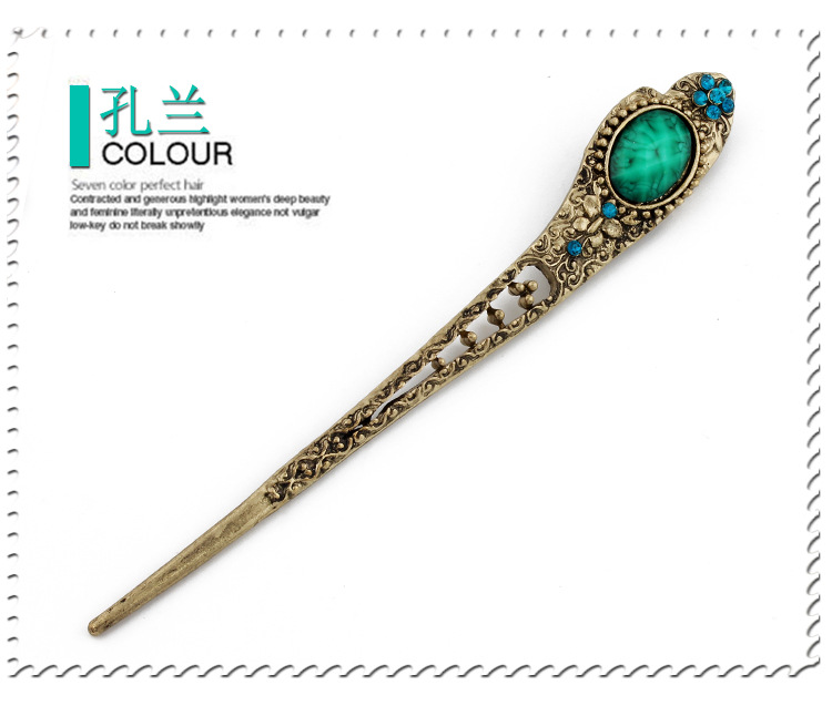 复古古典女式水钻发钗子发饰 简约盘发水滴发簪子头饰品 发簪黑檀木DIY发簪发钗发簪详情23