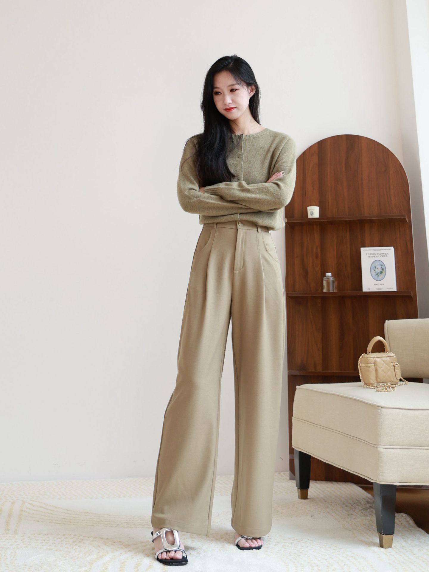 Qili Colorful Gemstone 12-color seamless one-piece Merino wool button cardigan, a versatile knitted long-sleeved top for commuting pic 23