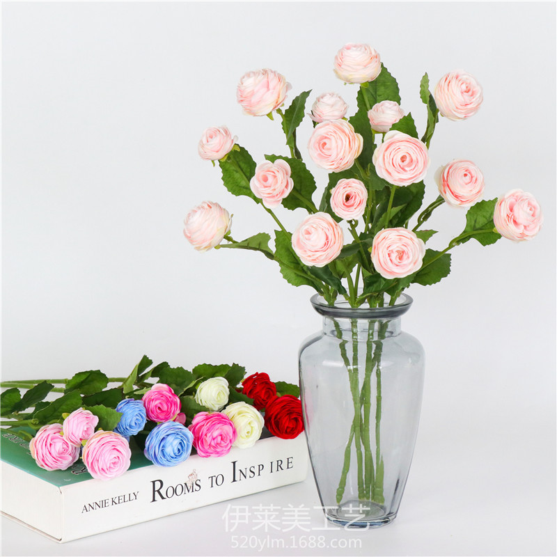 Simulated 3-head small lotus flowers for living room and bedroom decoration, artificial flowers, home decoration ornaments, simulated flower bouquets pic 3